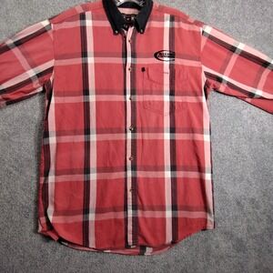 Lucky Cowboy Plaid Button Up Shirt Western Casual Workwear Red Size Large